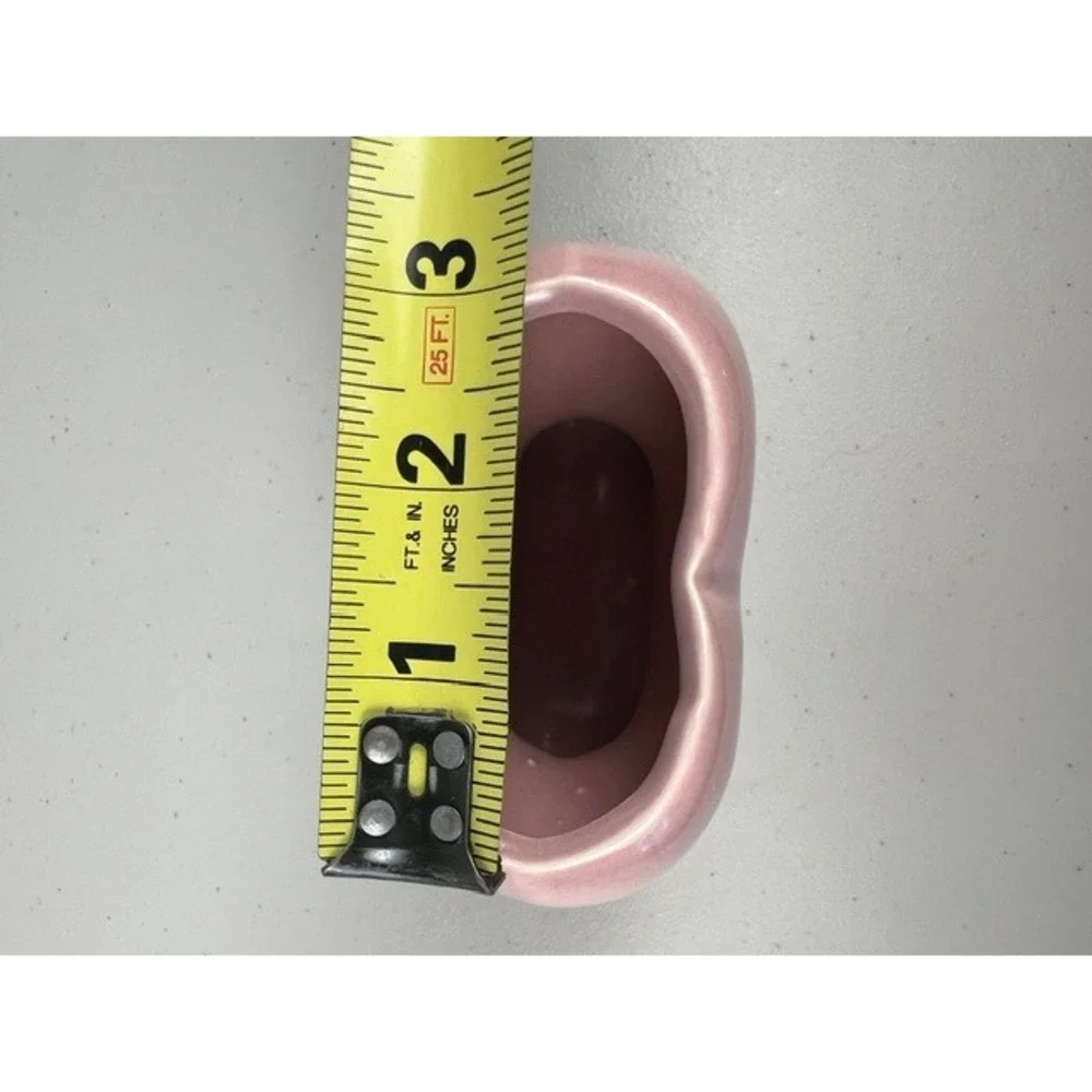 Vintage Pink Ceramic Heart Shaped‎ Vase Scrolled Pedestal Base Mid Century Style